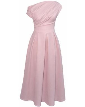 Girl In Mind Betty Asymmetric Neckline Skater Midi - Pink