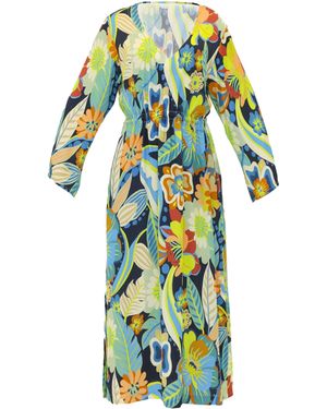 Tiger and the Monkey The Selma Silky Fitted Kaftan Dress - Green