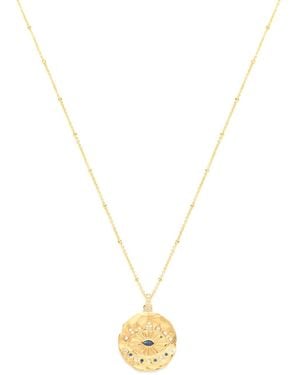Seven Saints Evil Eye Protection Necklace, Over Sterling With Sapphire - Metallic