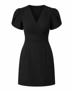 Girl In Mind Bridget Twist Font Split Arm Mini Dress - Black