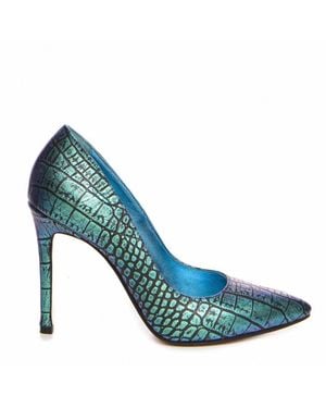 The 5Th Element Iridiscent Croc-Print Stiletto Pumps - Blue