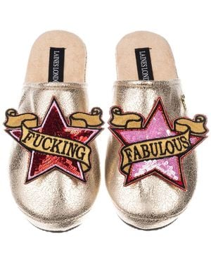 Laines London Softie Slippers With & Fucking Fabulous Brooches - Metallic