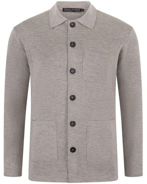 Paul James Knitwear Extra Fine Merino Wool Fabrizio Work Shirt - Grey