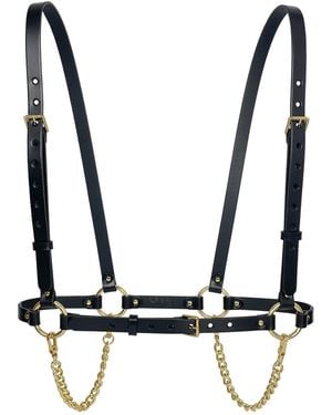 Haute Cuir Double Chain Leather Harness - White