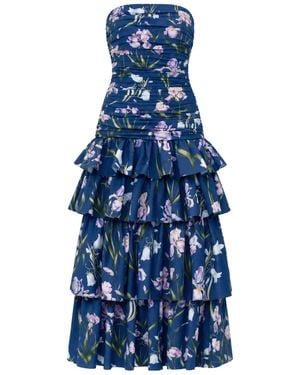 Justin Tong Elara Linen Ruffle Dress - Blue