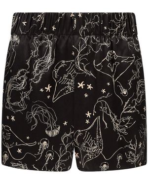 Lily Rou Silk Ray Relaxed Shorts - Black