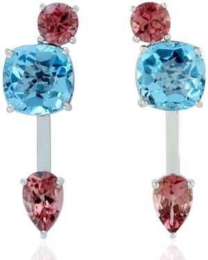 Artisan Topaz & Tourmaline Ear Jacket Earrings - Blue