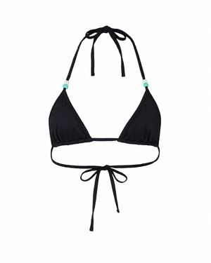 Par & Escala Iso Beaded Triangle Bikini Top - Black