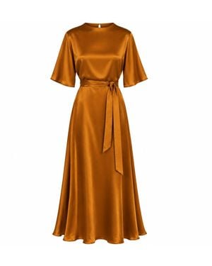 Traffic People Smooth Operator Rust Short Sleeve Tie Waist Edith Maxi Dress - Brown
