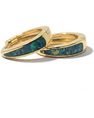 Harfi Forest Opal Tapered Plated Huggie Hoop Earrings - Blue