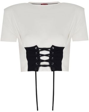 No'design Elora Structured Shoulder Crop Top - White