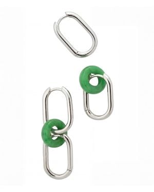 seree Della Convertible Link Jade Earrings - Green