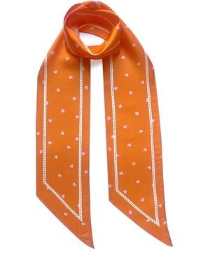 INGMARSON Tiny Hearts Silk Neck Scarf Long - Orange