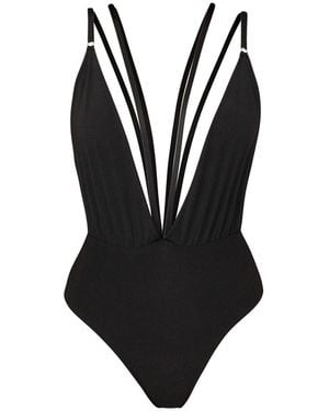 LIA ARAM Minimalist Double Strap Bodysuit - Black