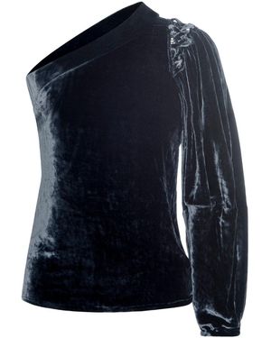 LAHIVE Savanah Silk Velvet Blouse - Blue