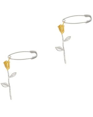 Spero London Safety Pin Colour Rose Sterling Earrings - White
