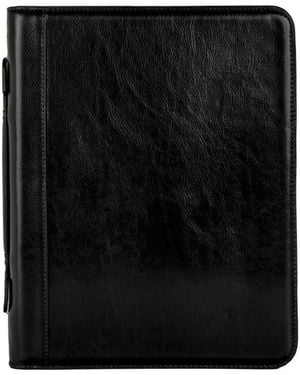 Time Resistance Leather Portfolio With Binder - Black