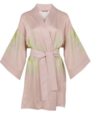 Nokaya Silk Dreamscape Short Kimono Robe Flower - Pink