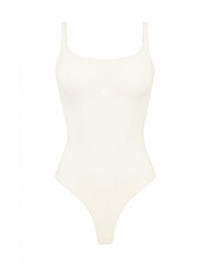 GOD SAVES QUEENS Second Skin Square-Neck Bodysuit Vanilla - White
