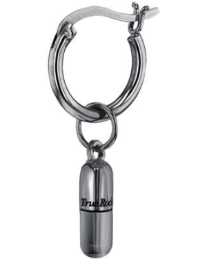 True Rocks Gun Metal Mini Pill Charm On Gun Metal Hoop - Grey