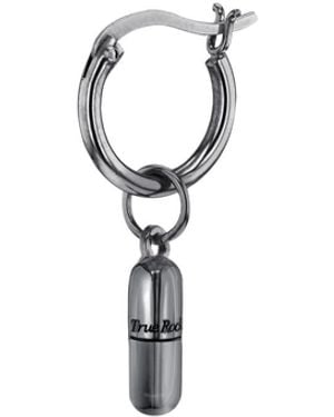 True Rocks Gun Metal Mini Pill Charm On Gun Metal Hoop - Gray