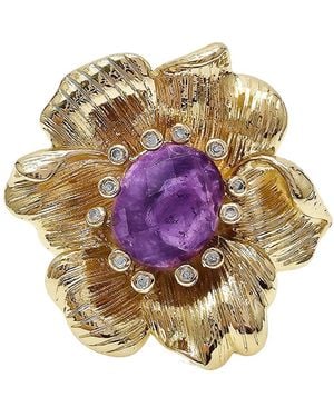 Farra Flower Setting With Amethyst Stone Ring - Pink
