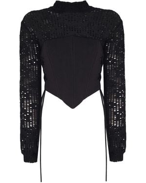 No'design Side Lace-Up Corset Detail Sweatshirt - Black