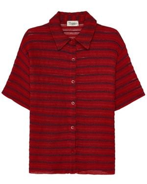 Thisisu Collection Solea Striped Knit Beachwear Shirt - Red