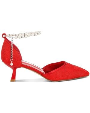 Rag & Co Laika Lace Kitten Heel Sandals - Red