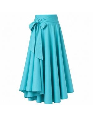 Nikka Place Summer Cocktail Cotton Skirt With Bow - Blue