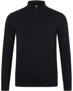 Paul James Knitwear Lightweight Foster Cotton Zip Neck Jumper - Blue