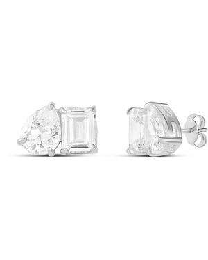 SHYMI Two Stone Prong Set Earrings - White