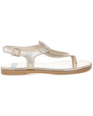 Rag & Co Zorad Metallic Genuine Leather Flats - Natural