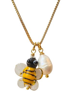 Smilla Brav Pearl Necklace Bee - Metallic