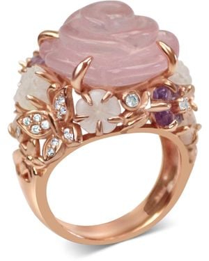 Bellus Domina Gold Plated Quartz Cocktail Ring - Pink