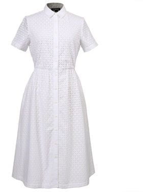 Smart and Joy Eyelet Cotton Lace Shirt-Dress - White