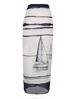 LOVEIST STORE Sailer Nautical Print Sarong Pareo - Blue