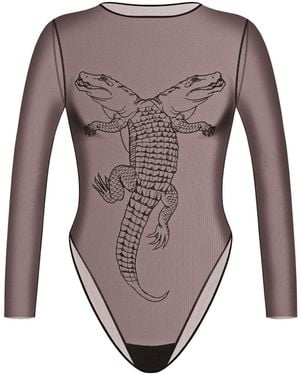 Zhilyova Alligator Gravity Long Sleeve Bodysuit - Purple