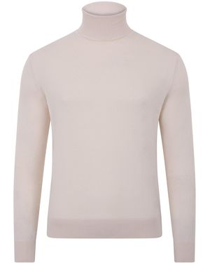 Paul James Knitwear Ultra Fine Cotton Atwood Roll Neck Sweater - Gray