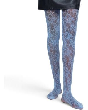 HIGH HEEL JUNGLE by KATHRYN EISMAN Monet Lace Tights - Blue