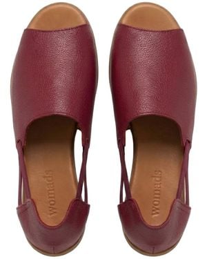 Womads Burgundy Vintage Peep Toes - Red