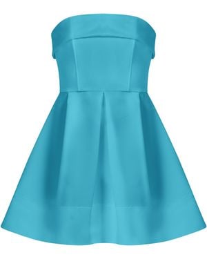Tia Dorraine Wild Flower Flared Satin Mini Dress - Blue