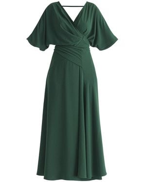 Paisie Flare Sleeves Maxi Wrap Dress - Green