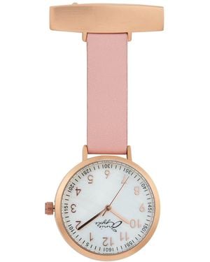 Bermuda Watch Company Annie Apple Meraki Mother Of Pearl Blush Leather Fob Watch - White