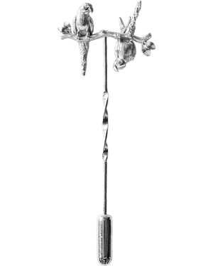 Lee Renee Parakeet Tie Pin – Two Friends On A Branch – - Metallic