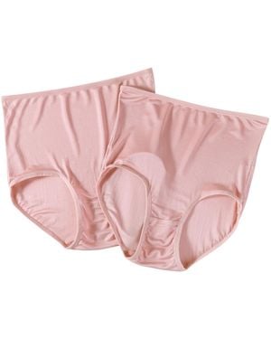 Soft Strokes Silk Set Of Two Knitted Silk Mid Rise French Cut Pantie Shimmer Collection - Pink