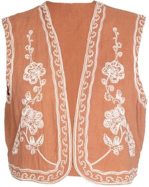 Rose & Nancy Lisa Embroidered Mocha Waistcoat - Pink