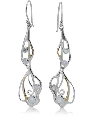 Isla Silver Moonstone Organic Flow Statement Earrings - Metallic