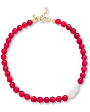 Kybele Studio Bonbon Necklace With Coral & Pearl Accent - Red