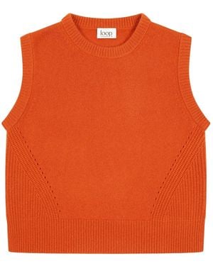 Loop Cashmere Ribbed Detail Lofty Cashmere Tank - Orange